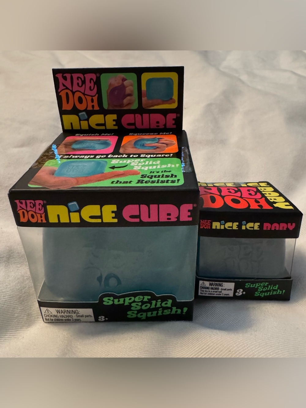NIB NEEDOH Nice Cube and Nice Ice Baby Super Solid Squish! Combo - Blue - Picture 2 of 4
